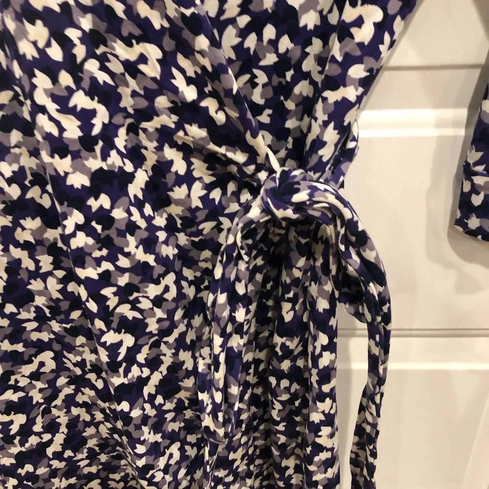 Diane Von Furstenberg Purple White New Julian Two Wrap Dress Jersey Knit - Picture 5 of 9